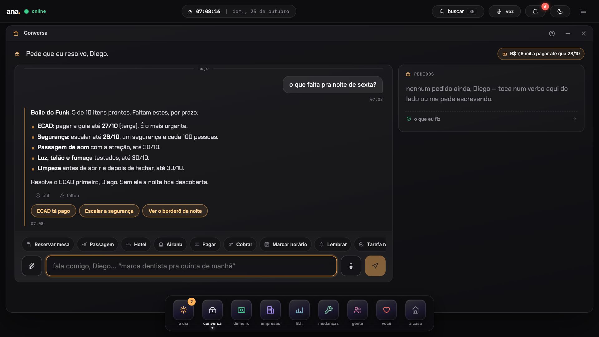 A resposta da Ana a “o que falta pra noite de sexta?”, na Conversa