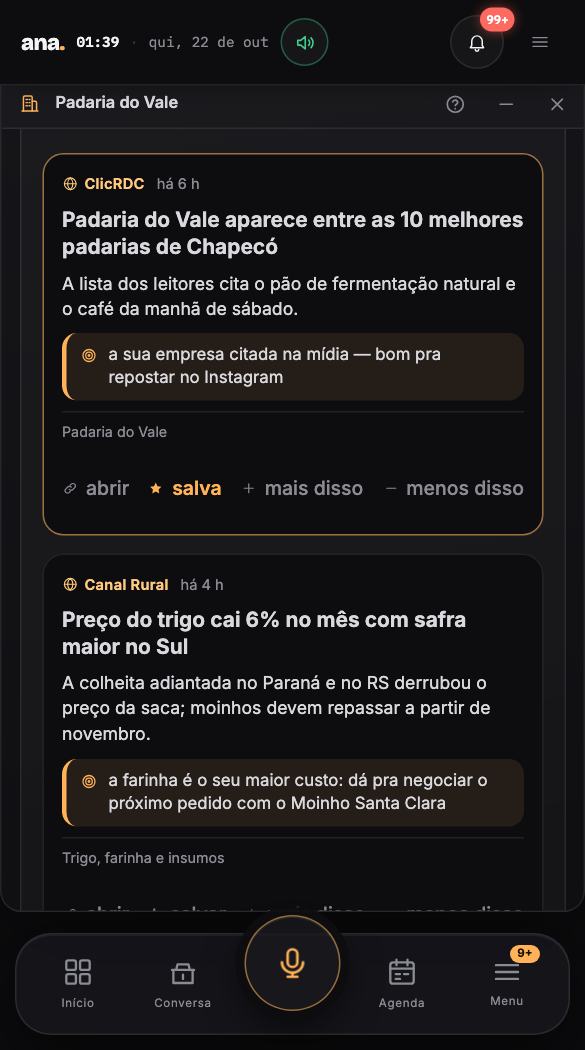 Radar do setor — a empresa na mídia, o ramo, os custos e a concorrência — e por que cada notícia importa
